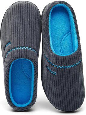 Women's Grey Arch Support Memory Foam Non-Slip Two Tone Embroidered Slippers